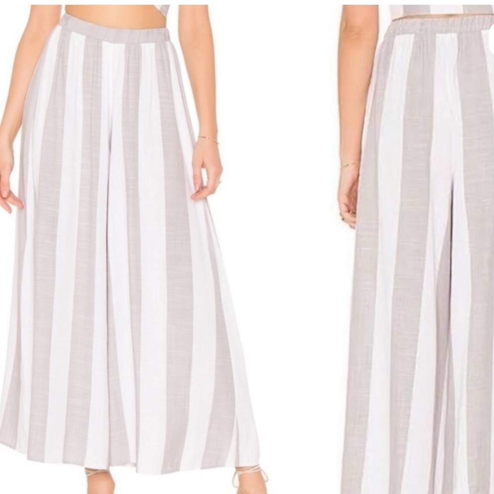 Show Me Your MuMu Striped Gray White Wide Leg Pants
